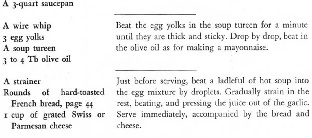 Receta de sopa de ajo de Julia Child's con queso parmesano o queso suizo