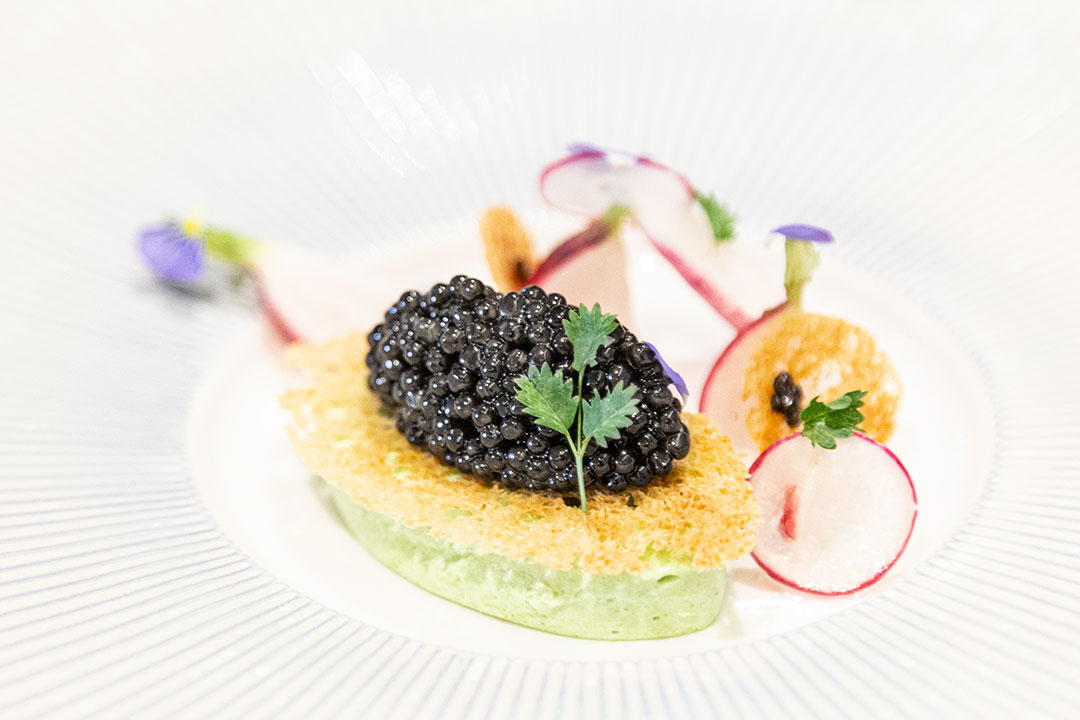 caviar de Sologne, de la crème de fanes et des radis du jardin